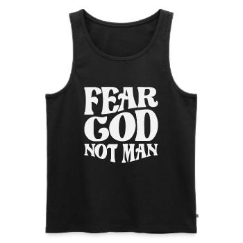 Fürchte Gott, nicht den Menschen Christliches Zitat - Männer Premium Bio Tank Top - Schwarz - Vorne - AI Model Male 178 light (178cm)