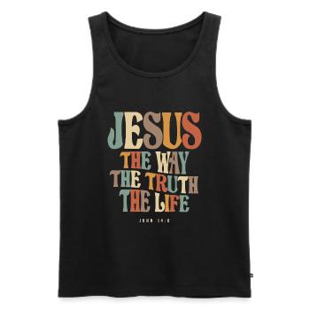 Jesus The Way The Truth John 14:6 Christian Quote - Men's Premium Organic Tank Top - black - Front - Michal (187cm)