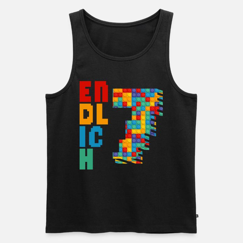 Endlich 7 Baustein - Männer Premium Bio Tank Top - Schwarz