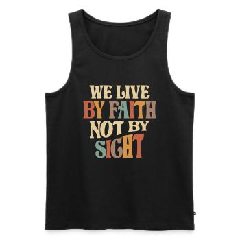 Lebe aus dem Glauben Inspirierendes christliches Zitat - Männer Premium Bio Tank Top - Schwarz - Vorne - Michal (187cm)