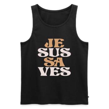 Jésus sauve la citation chrétienne - Débardeur bio Premium Homme - noir - Devant - AI Model Male 178 light (178cm)