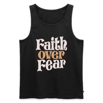 Faith Over Fear - Inspiring Christian Quote - Men's Premium Organic Tank Top - black - Front - AI Model Male 178 light (178cm)
