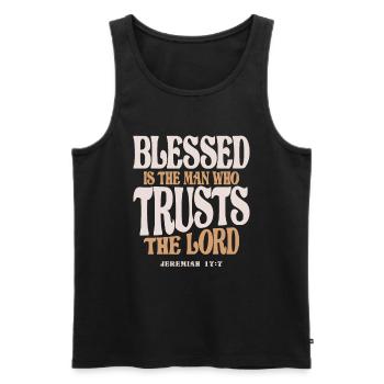 Segne Vertrauen Jeremia 17:7 Christliches Zitat - Männer Premium Bio Tank Top - Schwarz - Vorne - Michal (187cm)