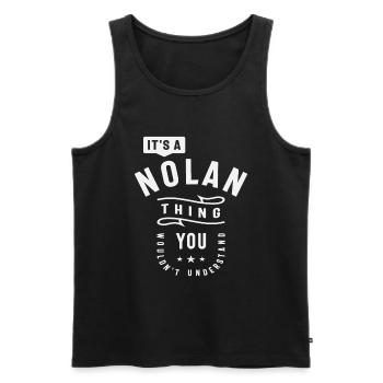 C’est un truc de Nolan, vous ne comprendriez pas - Débardeur bio Premium Homme - noir - Devant - Michal (187cm)