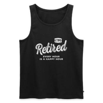 Je suis à la retraite Chaque heure est un happy hour Retraite - Débardeur bio Premium Homme - noir - Devant - Michal (187cm)