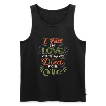 Love Found in Sacrifice - Christian Quote - Men's Premium Organic Tank Top - black - Front - AI Model Male 178 light (178cm)