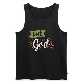 Aber Gott inspirierendes christliches Zitat - Männer Premium Bio Tank Top - Schwarz - Vorne - AI Model Male 178 light (178cm)