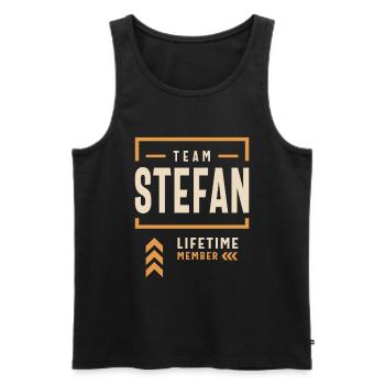 Team Stefan Lifetime Member Funny Name Stefan - Men's Premium Organic Tank Top - black - Front - AI Model Male 178 light (178cm)