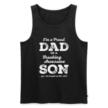 Fier papa d’un fils génial - Fête des pères - Débardeur bio Premium Homme - noir - Devant - AI Model Male 178 light (178cm)