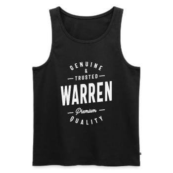Warren authentique et digne de confiance - Nom Warren - Débardeur bio Premium Homme - noir - Devant - Michal (187cm)