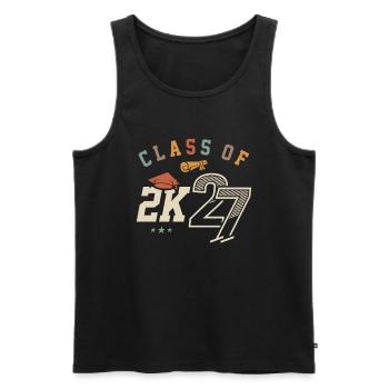 Remise des diplômes de la classe de 2027 Premier jour d’école - Débardeur bio Premium Homme - noir - Devant - AI Model Male 178 light (178cm)