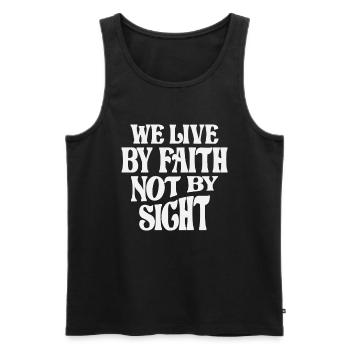 Lebe nach Glauben Inspirierendes christliches Zitat - Männer Premium Bio Tank Top - Schwarz - Vorne - AI Model Male 178 light (178cm)