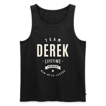 Team Derek Lifetime Member Funny Name Derek - Men's Premium Organic Tank Top - black - Front - AI Model Male 178 light (178cm)
