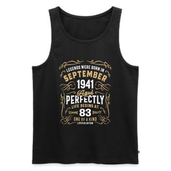 September 1941 Geschenke zum 83. Geburtstag 83 Jahre alt - Männer Premium Bio Tank Top - Schwarz - Vorne - AI Model Male 178 light (178cm)