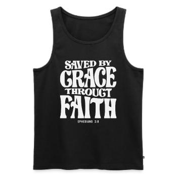 Saved by Grace Througt Faith - Ephesians 2:8 - Men's Premium Organic Tank Top - black - Front - AI Model Male 178 light (178cm)