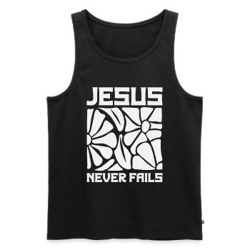 Jesus Never Fails - Christian Quote - Men's Premium Organic Tank Top - black - Front - AI Model Male 178 light (178cm)