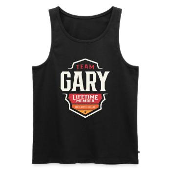 Équipe Gary Membre à vie Drôle de prénom Gary - Débardeur bio Premium Homme - noir - Devant - Michal (187cm)