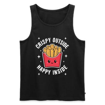 French Fries Bag Crispy Outside Happy Inside - Men's Premium Organic Tank Top - black - Front - AI Model Male 178 light (178cm)