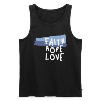 Glaube Hoffnung Liebe - Inspirierendes christliches Zitat - Männer Premium Bio Tank Top - Schwarz - Vorne - Michal (187cm)