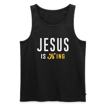 Jesus Is King Christian Quote - Men's Premium Organic Tank Top - black - Front - Michal (187cm)
