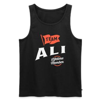 Team Ali Lifetime Member Personalized Name Ali - Men's Premium Organic Tank Top - black - Front - AI Model Male 178 light (178cm)