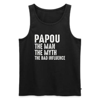 Papou Man Myth Bad Influence - Men's Premium Organic Tank Top - black - Front - AI Model Male 178 light (178cm)
