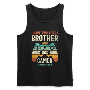 Funny Gamer Design for Boys, Girls and Gaming Fans - Men's Premium Organic Tank Top - black - Front - AI Model Male 178 light (178cm)