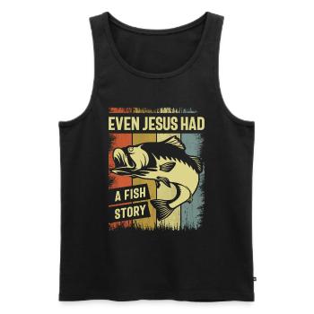 Christian Fishing - Even Jesus Had a Fish Story - Men's Premium Organic Tank Top - black - Front - Michal (187cm)