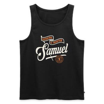 Samuel Echter und vertrauenswürdiger lustiger Name Samuel - Männer Premium Bio Tank Top - Schwarz - Vorne - AI Model Male 178 light (178cm)