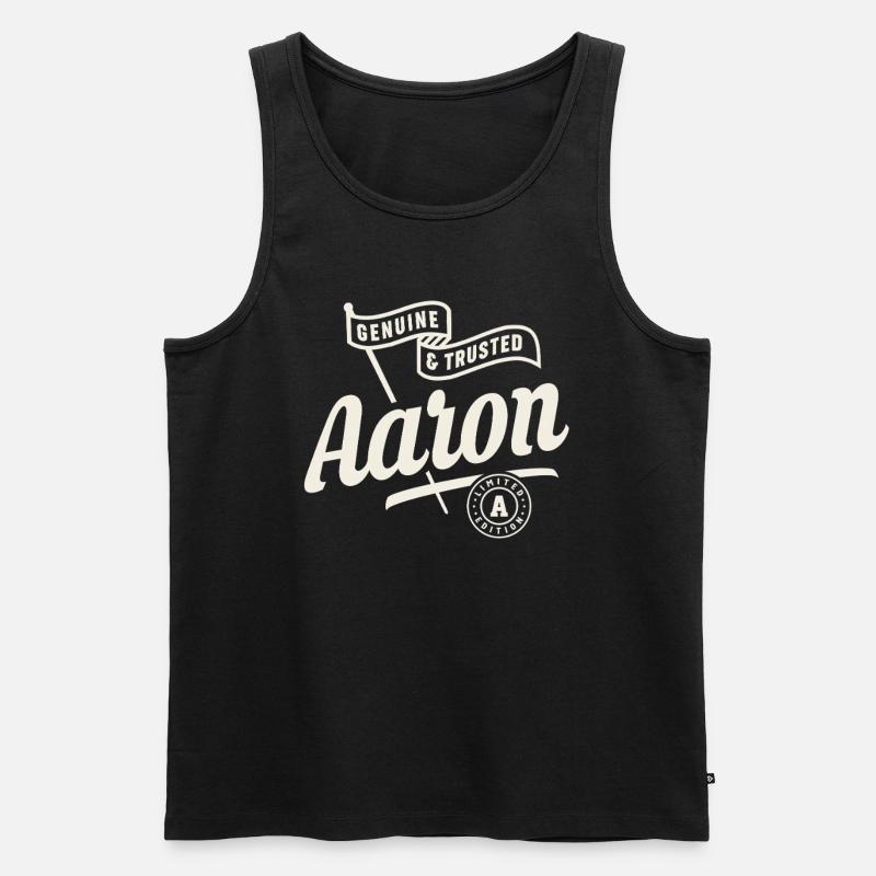 Nom d’Aaron Coutumier - Aaron - Débardeur bio Premium Homme - noir