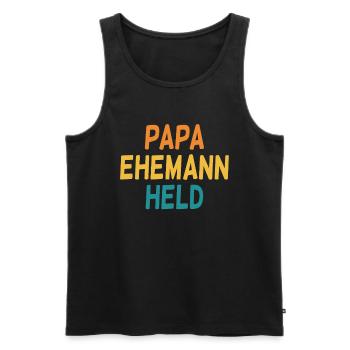 Papa, mari, héros, journée des hommes et journée de randonnée - Débardeur bio Premium Homme - noir - Devant - AI Model Male 178 light (178cm)