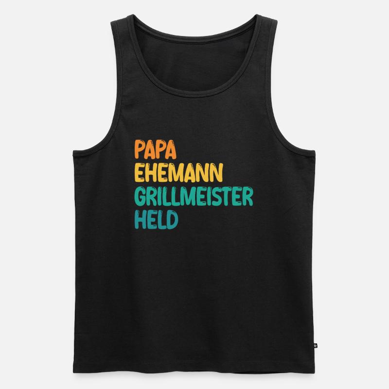 Papa Mari Grill Master Hero - Débardeur bio Premium Homme - noir