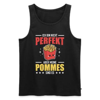 Pommes Fritten Pommes Liebhaber Fast Food - Männer Premium Bio Tank Top - Schwarz - Vorne - Michal (187cm)