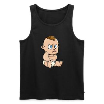 Baby Angry Stubborn Angry Protest Toddler - Men's Premium Organic Tank Top - black - Front - AI Model Male 178 light (178cm)