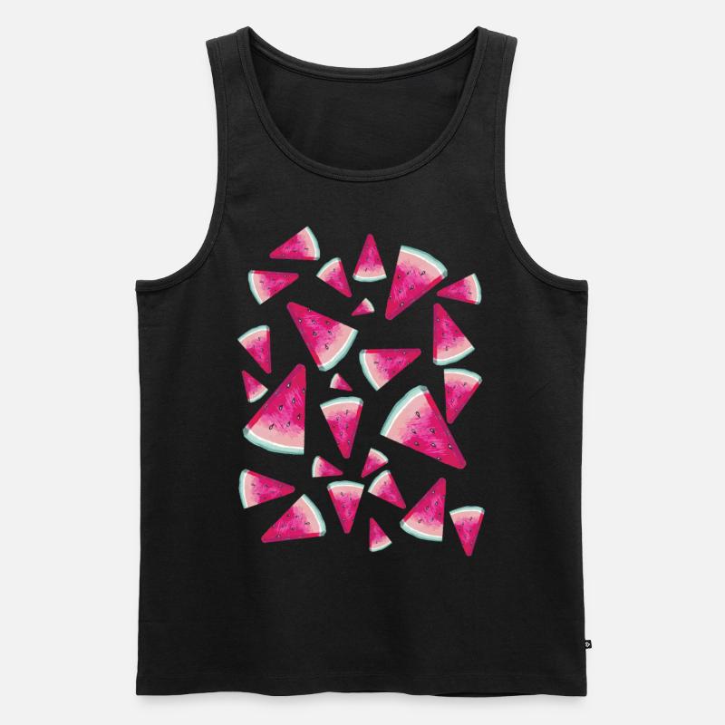 Melone Wassermelone Pattern - Männer Premium Bio Tank Top - Schwarz
