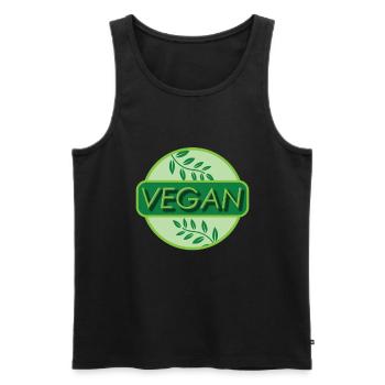 Vegan Logo Vegan Vegetarian Nature - Men's Premium Organic Tank Top - black - Front - Michal (187cm)