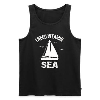 J'ai besoin de vitamine mer - Débardeur bio Premium Homme - noir - Devant - Michal (187cm)