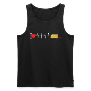 Van Life Camper Bus Herzschlag - Männer Premium Bio Tank Top - Schwarz - Vorne - Michal (187cm)
