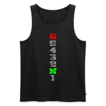 1N23456 used look - Men's Premium Organic Tank Top - black - Front - AI Model Male 178 light (178cm)