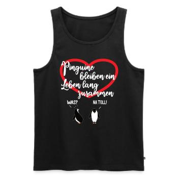 Lustiges Pinguin Pärchen - Männer Premium Bio Tank Top - Schwarz - Vorne - Michal (187cm)