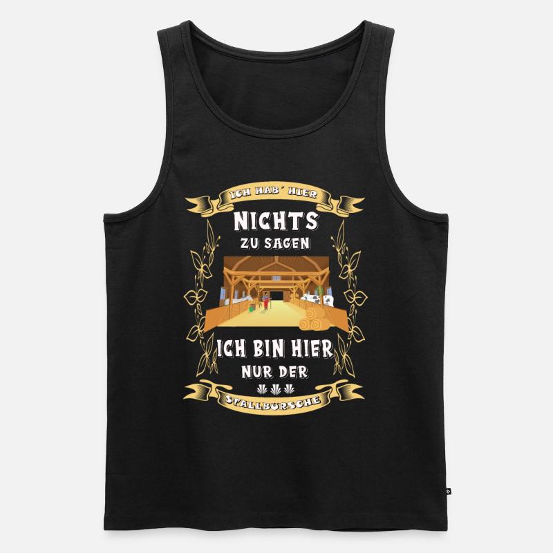 Stallbursche Reiten Pferd Stall witziger Spruch - Männer Premium Bio Tank Top - Schwarz