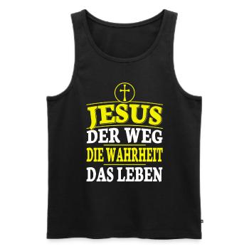 Jesus Christus Bibelvers Ich bin der Weg - Männer Premium Bio Tank Top - Schwarz - Vorne - Michal (187cm)