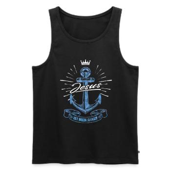 Jesus Christus ist mein Anker - christliches Motiv - Männer Premium Bio Tank Top - Schwarz - Vorne - Michal (187cm)