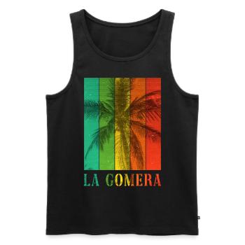 La Gomera Sommer Sonne Strand Meer Palmen - Männer Premium Bio Tank Top - Schwarz - Vorne - AI Model Male 178 light (178cm)