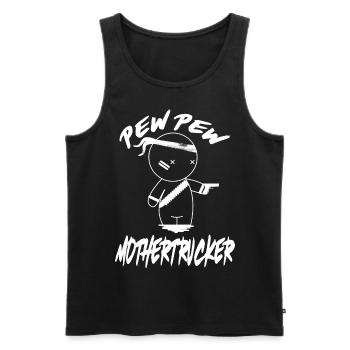 PEW PEW Mothertrucker - Männer Premium Bio Tank Top - Schwarz - Vorne - AI Model Male 178 light (178cm)