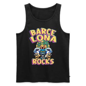 Barcelona Sommer Sonne Strand Palmen Totenkopf - Männer Premium Bio Tank Top - Schwarz - Vorne - AI Model Male 178 light (178cm)