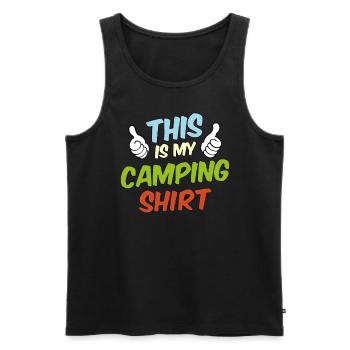 This is my camping shirt, statement saying - Men's Premium Organic Tank Top - black - Front - AI Model Male 178 light (178cm)