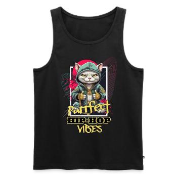 Katze Hip Hop Rap Rapper DJ Ghetto Crew Gangster - Männer Premium Bio Tank Top - Schwarz - Vorne - Michal (187cm)