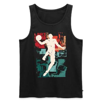 Basket-ball Basket-ball joueur Fan Vintage rétro - Débardeur bio Premium Homme - noir - Devant - AI Model Male 178 light (178cm)