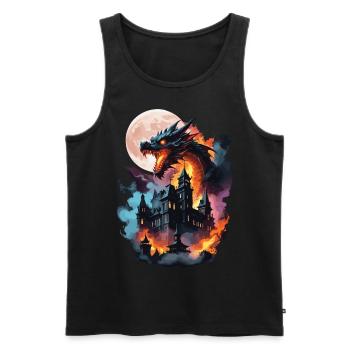 DRAGON MIDNIGHT BLAZE : VILLE EN FLAMMES, RAVAGE LUNAIRE - Débardeur bio Premium Homme - noir - Devant - AI Model Male 178 light (178cm)